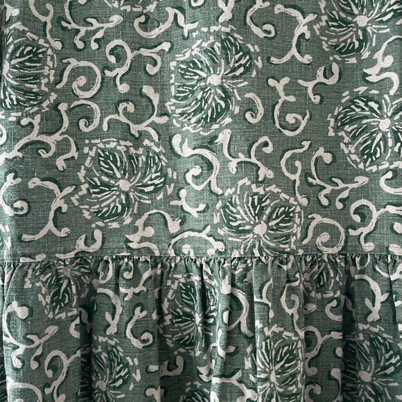 Vtg 90's Eddie Bauer Green Patterned Linen Short Sleeve Maxi Dress Sz Petite M/M - Picture 10 of 10